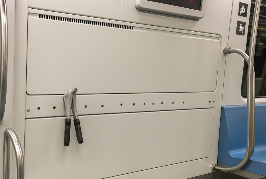 Blind rivets mrt interior panel