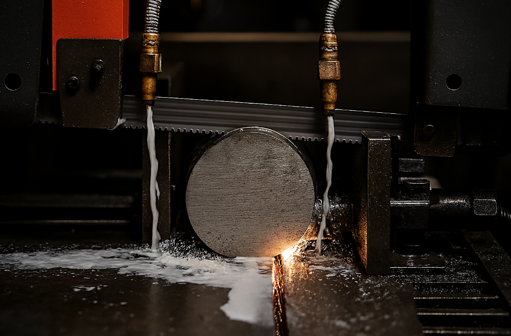 band saw cutting metal